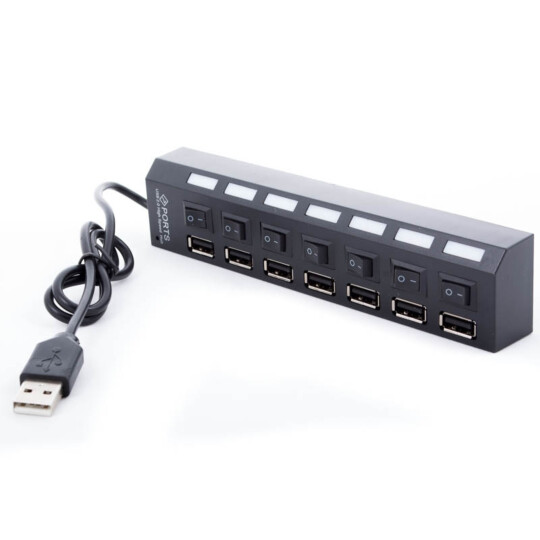 Hub Switch Usb 2.0 Com 7 Portas e Led Exbom - 01949