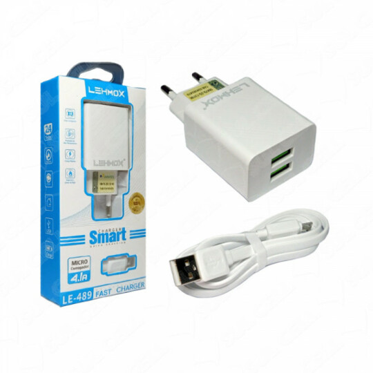 Carregador Fonte de Tomada Smart Charger V8 5V 4.1A Usb Duplo Lehmox - LE-489