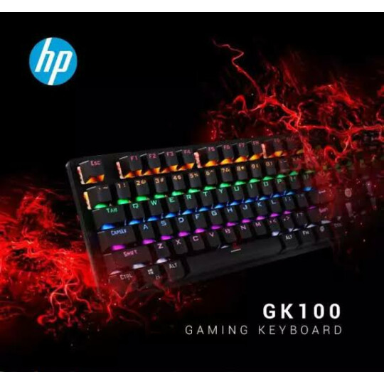 Teclado Gamer Mecânico Usb com Led RGB Rainbow HP - GK100