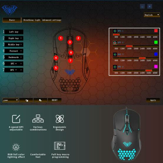Mouse Gamer Profissional 3200dpi 7 Botões Programáveis Rgb Led Com Fio Aula - F809