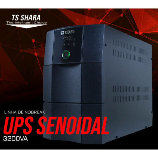 Nobreak Ups Senoidal 3200VA Bivolt 115/220V 18A/45A 2Bs/2Ba ou 4Ba 24V com 12 Tomadas Ts Shara - TS-4381