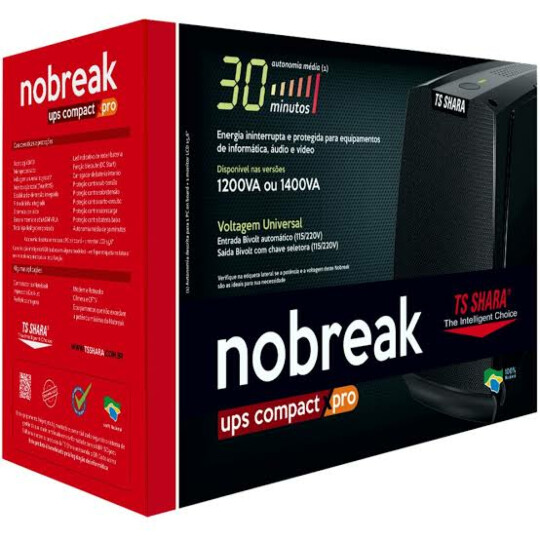 Nobreak Ups Compact XPro 1400VA Bivolt 115/220V 7A 1Bs/1Ba com 6 Tomadas Ts Shara - TS-4413