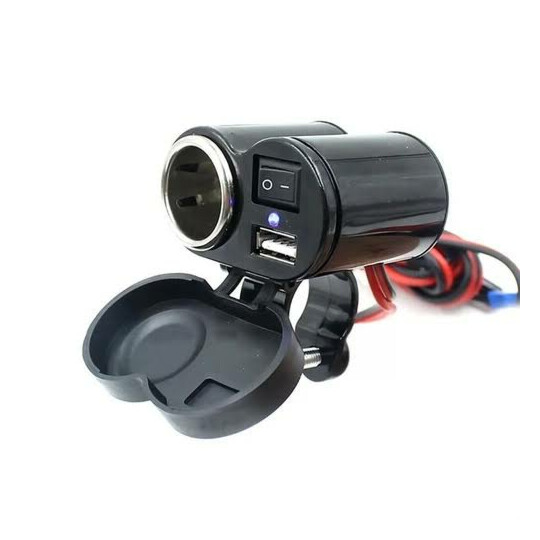 Carregador Adaptador para Motocicleta - Tomada Usb 2.1A e Acendedor de Cigarro 12v a 24v Exbom - CAMT-AU20