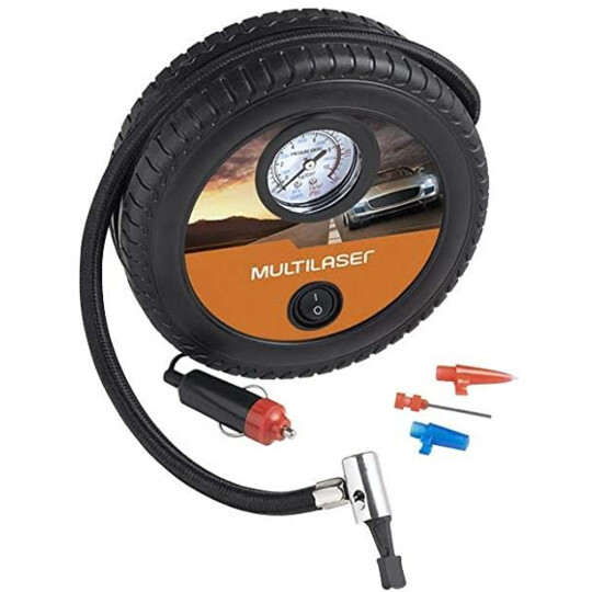 Compressor de Ar Automotivo Portátil 12v Vazão 15 L/min 150 psi 3 Bicos Multilaser - AU615