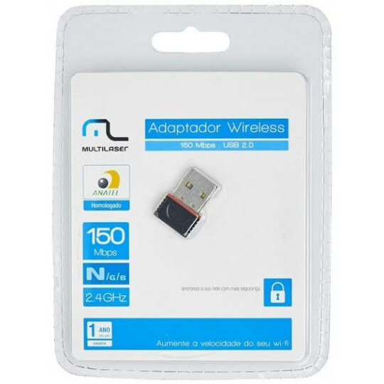 Adaptador Wireless Multilaser Usb 150mbps Preto - RE035