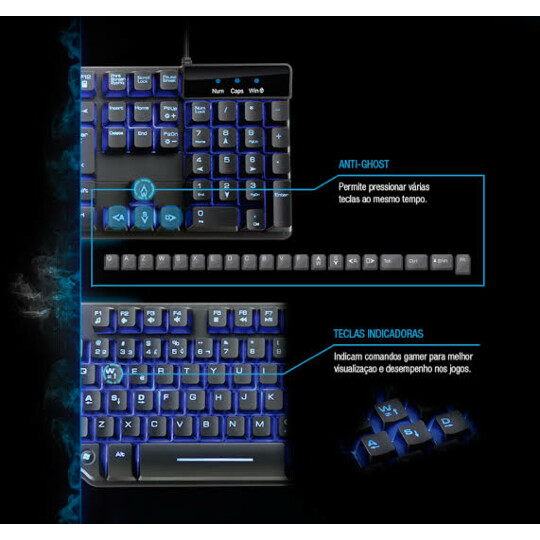 Teclado Gamer Multilaser Warrior Razmig Semi Mecânico Led - TC196