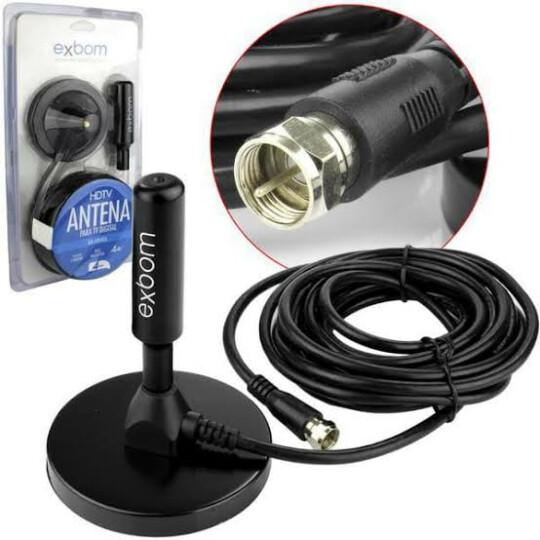 Antena Digital HDTV / UHF / VHF 4 Metros Interna e Externa a Prova D'água Exbom - AN-I4040A