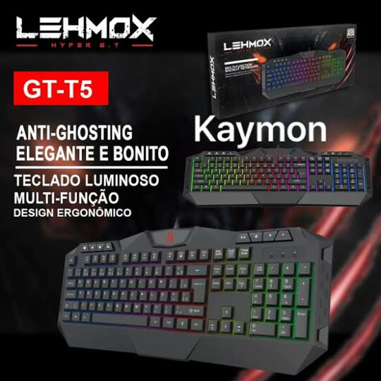 Teclado Gamer Multifuncional ABNT Anti-ghosting Led RGB LEHMOX - GT-T5