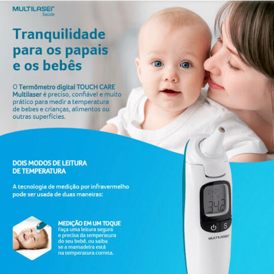 Termômetro Infravermelho Touch Care Multilaser Saúde - HC116