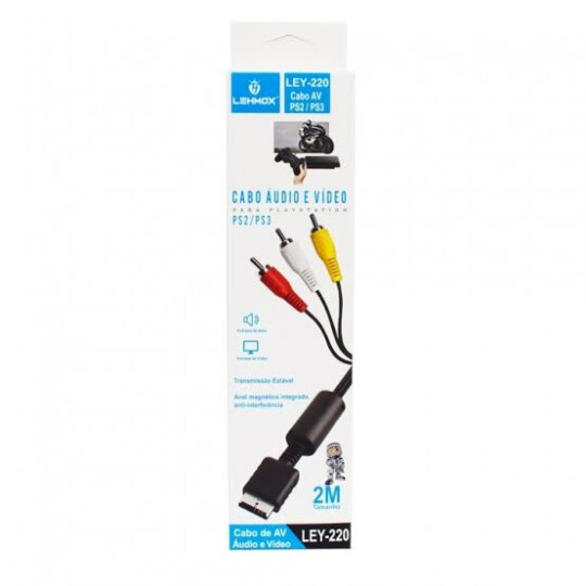 Cabo AV RCA para Ps2 e Ps3 Áudio e Vídeo 1,8 Metros - LEY-220