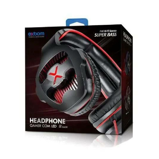 Headset Gamer Usb 7.1 Com Led e Controle de Volume Exbom Vermelho - Hf-G650