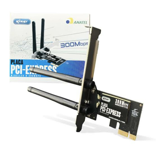 Placa De Rede Knup Pci -e X1 300mbps Wifi 2 Antena Kp-t118