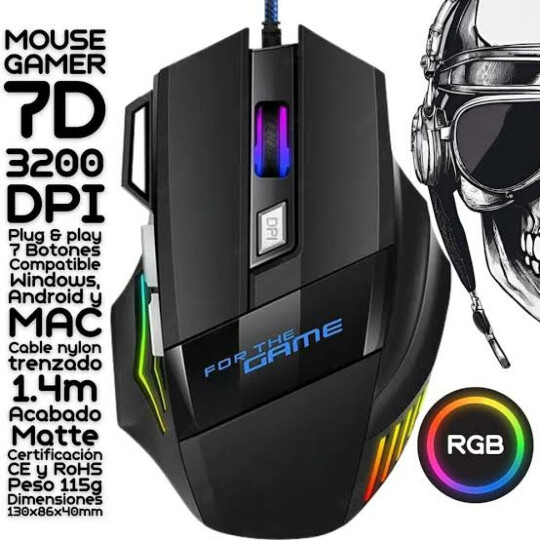 Mouse Gamer Usb com Fio de Nylon 7 Botões e Iluminação LED - G2