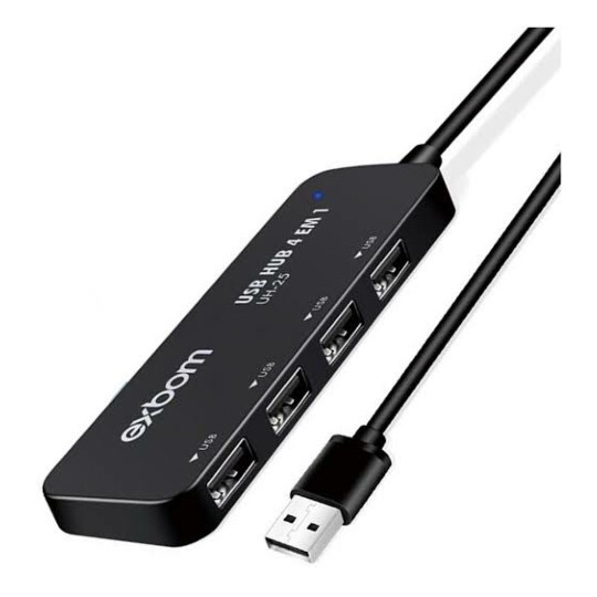 HUB 4 Portas USB 2.0 Com Carregamento Inteligente 480mbps Exbom UH-25