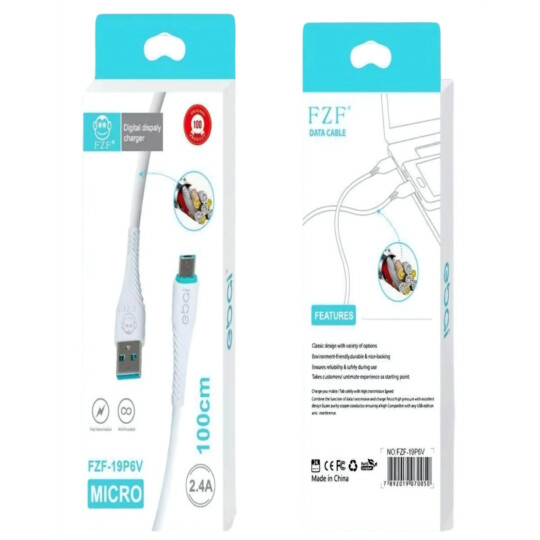 Cabo Carregador V8 Micro USB 2.4a 1 Metro EBAI- FZF-19P6V