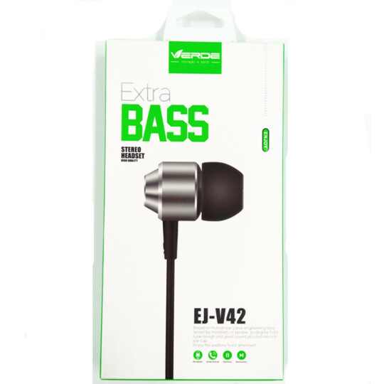 Fone de Ouvido com Fio P3 3.5mm Extra Bass Verde - EJ-V42