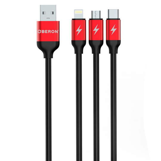 Cabo USB 3 em 1 Lightning / Type-C / V8 1,2 Metros para Celular OBERON - OR-CO06