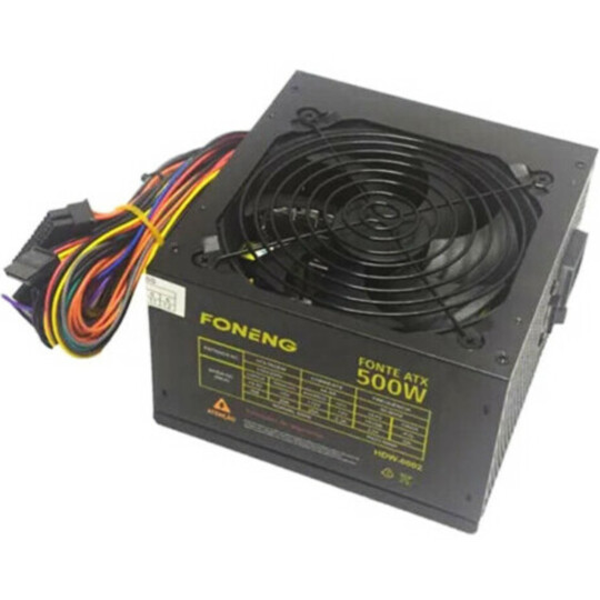 Fonte ATX 500W Para PC Bivolt Manual e Sem Cabo - HDW-0004