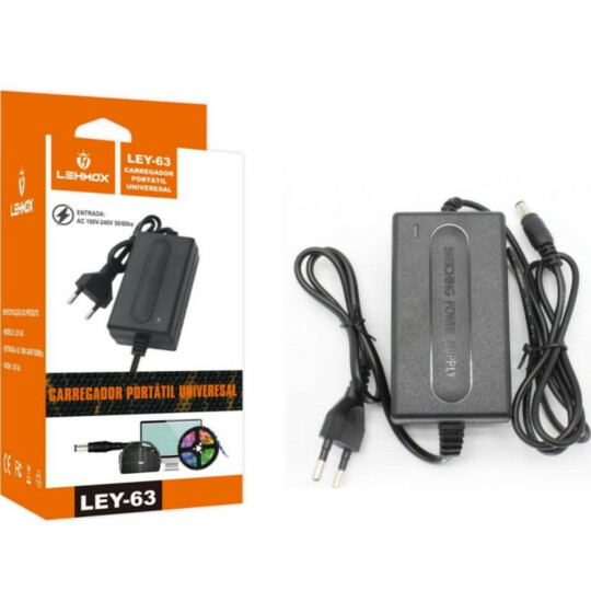 Fonte de Alimentação para Fita de LED Bivolt 12V 3A Lehmox - LEY-63
