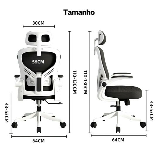 Cadeira Escritorio Ergonomica Giratória e com Altura Ajustavel METALRED M616 - PRETO