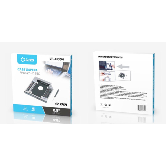 Case Gaveta para Hd/Ssd Caddy Adaptador Sata 12,7 mm LTH-004