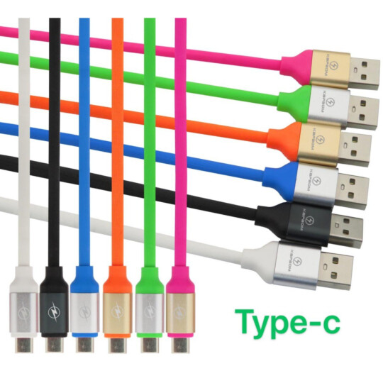 Cabo Usb Tipo C de Dados Emborrachado Colorido 1.2 Metros - KAP-311-TY