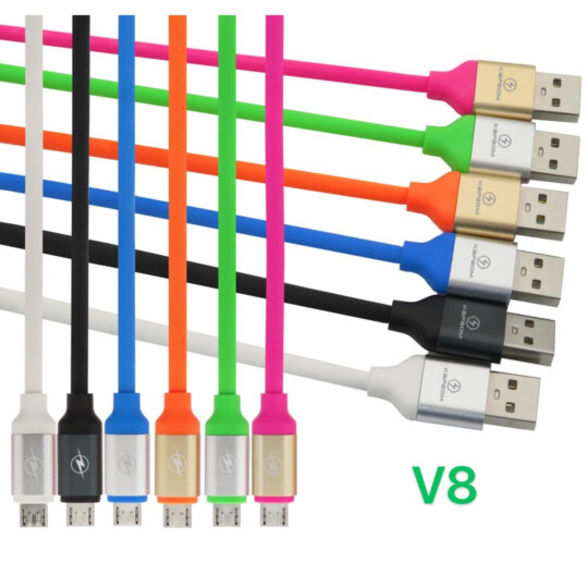 Cabo Usb V8 de Dados Emborrachado Colorido 1.2 Metros - KAP- 311- V8