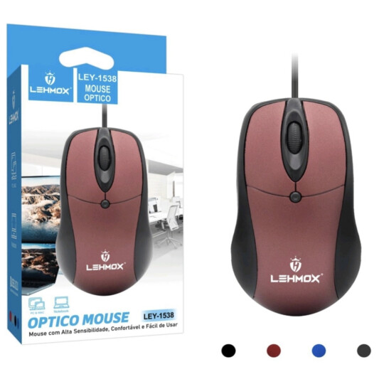 Mouse Óptico com Fio Usb Lehmox - LEY-1538