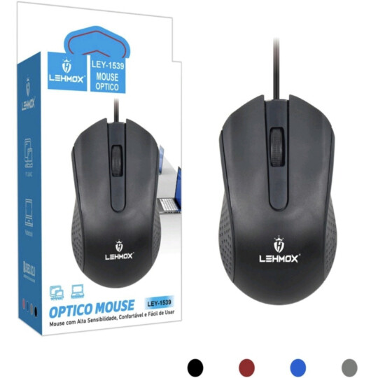 Mouse Óptico com Fio Usb Lehmox - LEY-1539