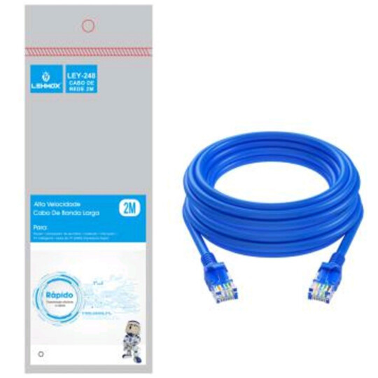 Cabo de Rede RJ45 Alta Velocidade com 2 Metros Lehmox - LEY-248