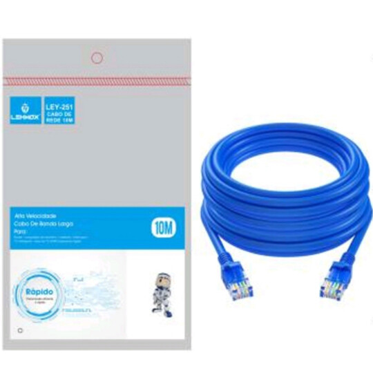 Cabo de Rede RJ45 Alta Velocidade com 10 Metros Lehmox - LEY-251