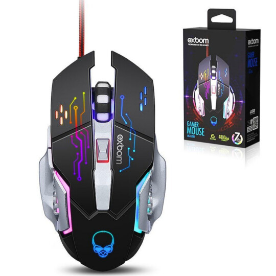 Mouse Gamer 7D 4800 Dpi RGB Gaming Cabo Usb com Filtro Transada 03947 - MS-G280