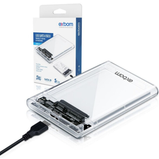 Case para HD Transparente Sata 2.5 Hd/Ssd Usb 3.0 5gpbs 03371 - CGHD-35