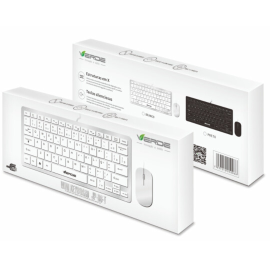 Kit Teclado e Mouse com Fio Usb Ultra Fino Verde - JP-06T