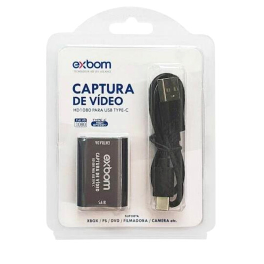 Placa de Captura de Vídeo HDMI para Usb Type-C 4k Exbom 03641- CV-U3C100
