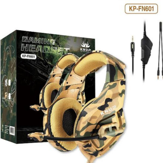 Headset Gamer Camuflado Super Bass P3 + Adaptador P2 KNUP - KP-FN601