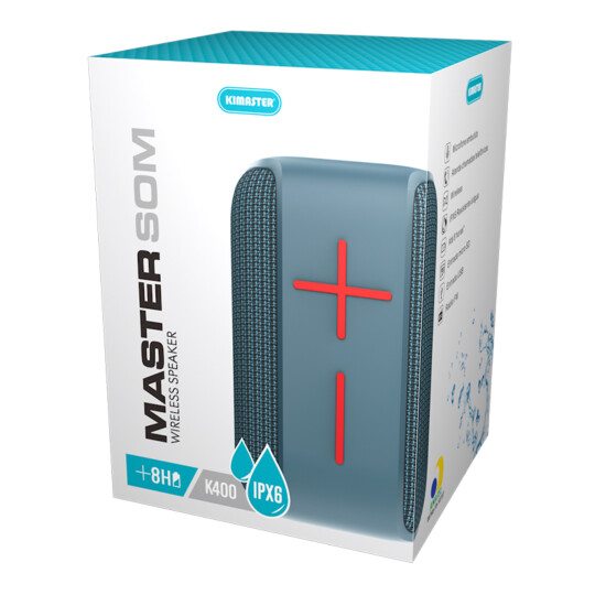 Caixa de Som Bluetooth 10W TWS Resistente à Água IPX6 Azul KIMASTER - K400XAZ