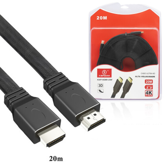 Cabo HDMI 1.4 4K Ultra HD 3D de 20 Metros KAPBOM - KAP-HDMI-20M