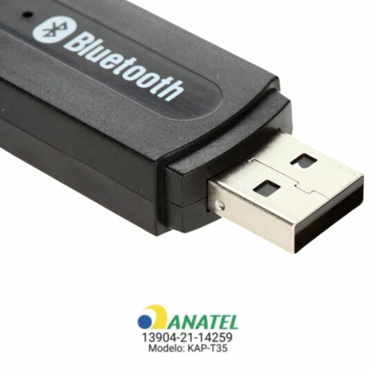 Adaptador Receptor Bluetooth Usb P2 Áudio Stereo Músicas Kapbom - KAP-T35