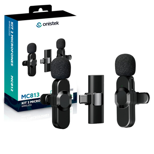 Kit 2 Microfones de Lapela Wireless Smartphone Tipo C Onistek ON-MC813