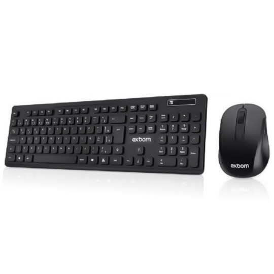 Teclado e Mouse Sem Fio 2.4GHz Flex ABNT II EXBOM - BK-S1000F
