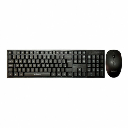 Teclado e Mouse Wireless 2.4g sem fio EXBOM BK - S370