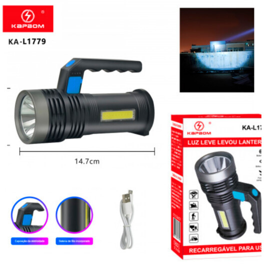 Lanterna Recarregavel Usb LED Portátil 14.7cm KAPBOM - KA-L1779