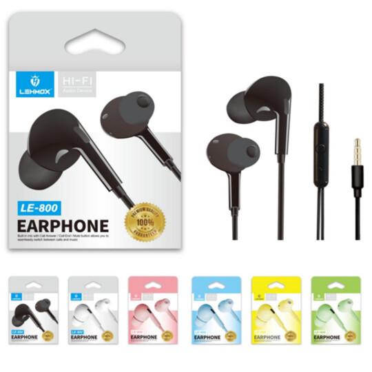 Fone de Ouvido Básico Intra Auricular Colorido Lehmox - LE-800