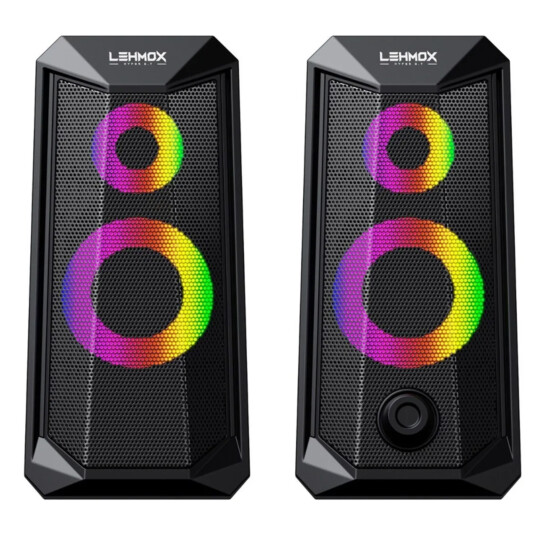 Caixa de Som Gamer Led RGB P2 USB Para PC LEHMOX - GT-S5