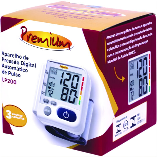 Medidor de Pressão Tensiômetro Digital De Pulso Premium LP200 Pressão Arterial 