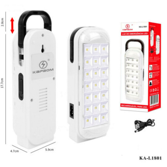 Luminaria de Emergencia Led Recarregável 21 Led's KAPBOM - KA-L1801