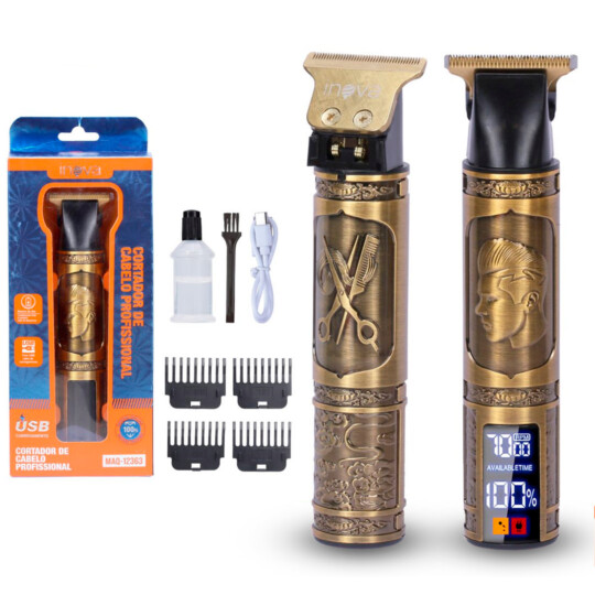 Máquina de Cortar Cabelo e Barba Recarregável INOVA - MAQ-12363
