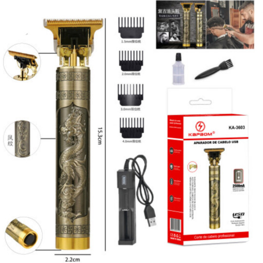 Maquina de Cortar Cabelo com Bateria Externa Carregamento Usb - KA-3603