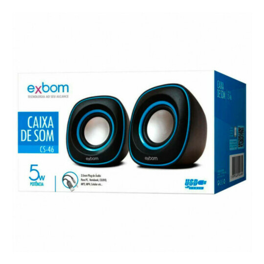 CAIXA FECHADA 50 Unidades Mini Caixa de Som USB 2.0 5W RMS EXBOM - CS-46